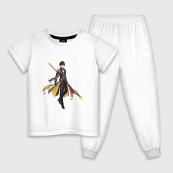 Пижама хлопковая детская Чжун Ли из Genshin Impact, цвет: белый