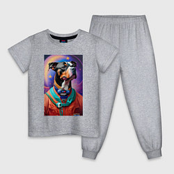 Пижама хлопковая детская Питбуль космонавт - нейросеть, цвет: меланж
