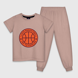 Пижама хлопковая детская Love basketball, цвет: пыльно-розовый