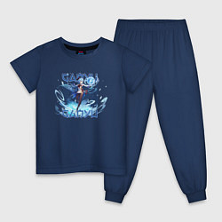 Пижама хлопковая детская Гань Юй крио надписи, цвет: тёмно-синий