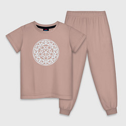 Пижама хлопковая детская Мандала восточная, цвет: пыльно-розовый
