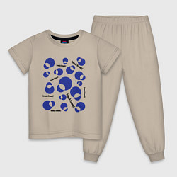 Пижама хлопковая детская Geometric mix, цвет: миндальный
