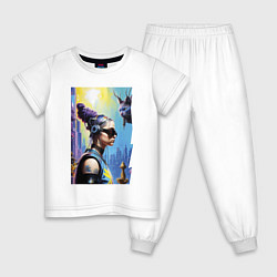 Детская пижама Cyberpunk - neural network - fantasy with cat