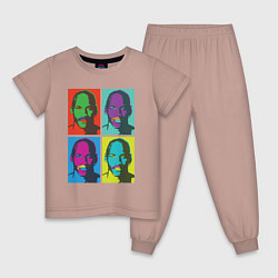 Пижама хлопковая детская Майкл Джордан в стиле Уорхола 2на2, цвет: пыльно-розовый