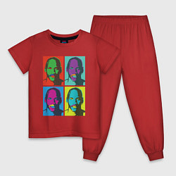 Пижама хлопковая детская Майкл Джордан в стиле Уорхола 2на2, цвет: красный
