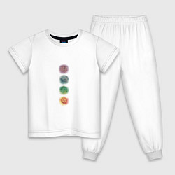 Пижама хлопковая детская Мандалы на фоне космоса, цвет: белый