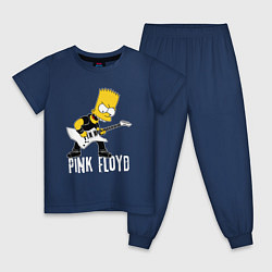 Пижама хлопковая детская Pink Floyd Барт Симпсон рокер, цвет: тёмно-синий