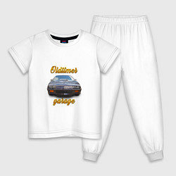 Пижама хлопковая детская Ретро маслкар Chevrolet Camaro, цвет: белый