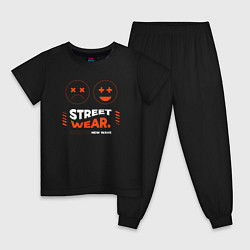 Пижама хлопковая детская Street wear, цвет: черный