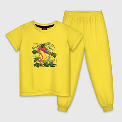 Пижама хлопковая детская Фламинго акварель, цвет: желтый