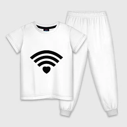 Пижама хлопковая детская Wi-Fi Love, цвет: белый