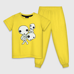 Пижама хлопковая детская Кодама, цвет: желтый
