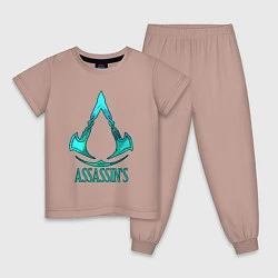 Пижама хлопковая детская Assassins Creed art, цвет: пыльно-розовый