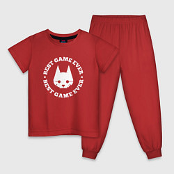 Пижама хлопковая детская Символ Stray и круглая надпись best game ever, цвет: красный