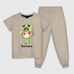 Пижама хлопковая детская Тонечка - Майнкрафт, цвет: миндальный