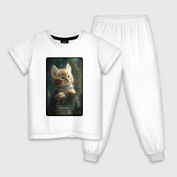 Пижама хлопковая детская Барнаул котик, цвет: белый