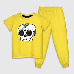 Пижама хлопковая детская Добрый мексиканский череп, цвет: желтый