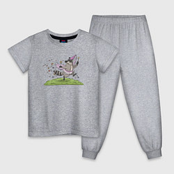 Пижама хлопковая детская Енот цветочная фея, цвет: меланж