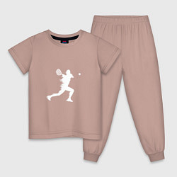 Пижама хлопковая детская Силуэт теннисистки, цвет: пыльно-розовый