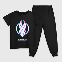Пижама хлопковая детская Dead Space в стиле glitch и баги графики, цвет: черный