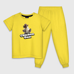 Пижама хлопковая детская Chicken Gun illustration, цвет: желтый