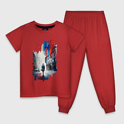 Детская пижама Прогулка по Москве - коллекция Бело-сине-красный -