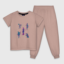 Пижама хлопковая детская Пять статуй прошлого, цвет: пыльно-розовый