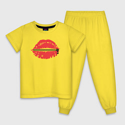 Пижама хлопковая детская Закрой рот, цвет: желтый