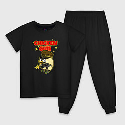 Пижама хлопковая детская Chicken Gun - игра, цвет: черный