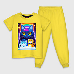 Пижама хлопковая детская Три кота магических, цвет: желтый
