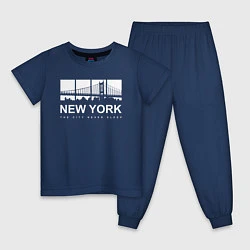 Пижама хлопковая детская Нью-Йорк Сити, цвет: тёмно-синий