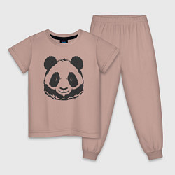 Пижама хлопковая детская Панда бамбуковый медведь, цвет: пыльно-розовый