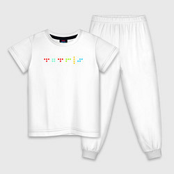 Пижама хлопковая детская Минималистичный дизайн с названием игры Тетрис, цвет: белый