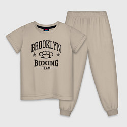 Пижама хлопковая детская Brooklyn boxing, цвет: миндальный