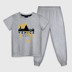 Пижама хлопковая детская Итальянская Венеция, цвет: меланж