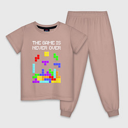 Пижама хлопковая детская Tetris - the game is never over, цвет: пыльно-розовый