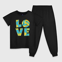Пижама хлопковая детская Volleyball love, цвет: черный