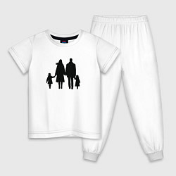 Пижама хлопковая детская Family силуэт, цвет: белый
