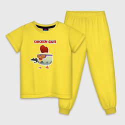 Пижама хлопковая детская Игра Чикен ган - петушок в очках, цвет: желтый