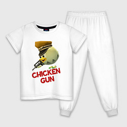 Пижама хлопковая детская Chicken Gun logo, цвет: белый