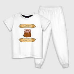 Пижама хлопковая детская Сладкий рулетик, цвет: белый