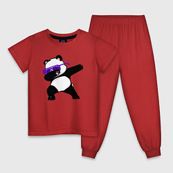 Пижама хлопковая детская Dab panda, цвет: красный