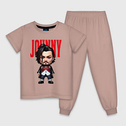 Пижама хлопковая детская Johnny Depp - cool dude - pop art, цвет: пыльно-розовый