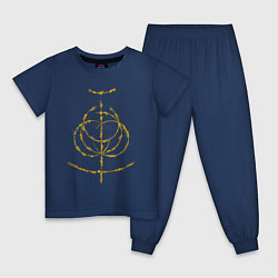 Пижама хлопковая детская Elden Ring logo, цвет: тёмно-синий