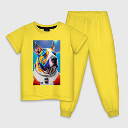 Пижама хлопковая детская Разноцветный пёс с похожей планеты - нейросеть, цвет: желтый