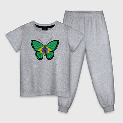 Пижама хлопковая детская Бразилия бабочка, цвет: меланж