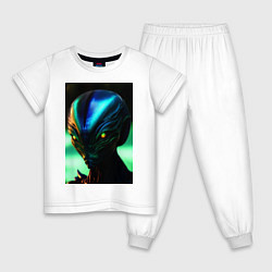 Пижама хлопковая детская Пришелец UFO, цвет: белый