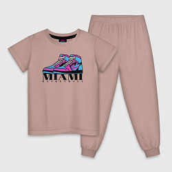 Пижама хлопковая детская Basketball Miami, цвет: пыльно-розовый