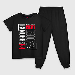 Пижама хлопковая детская Bronx style, цвет: черный