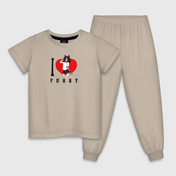 Пижама хлопковая детская I love Furry SF, цвет: миндальный